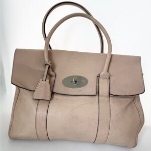 Authentic Mulberry Bayswater Bag - Soft Grain Leather - Nude/Beige - Silver HW